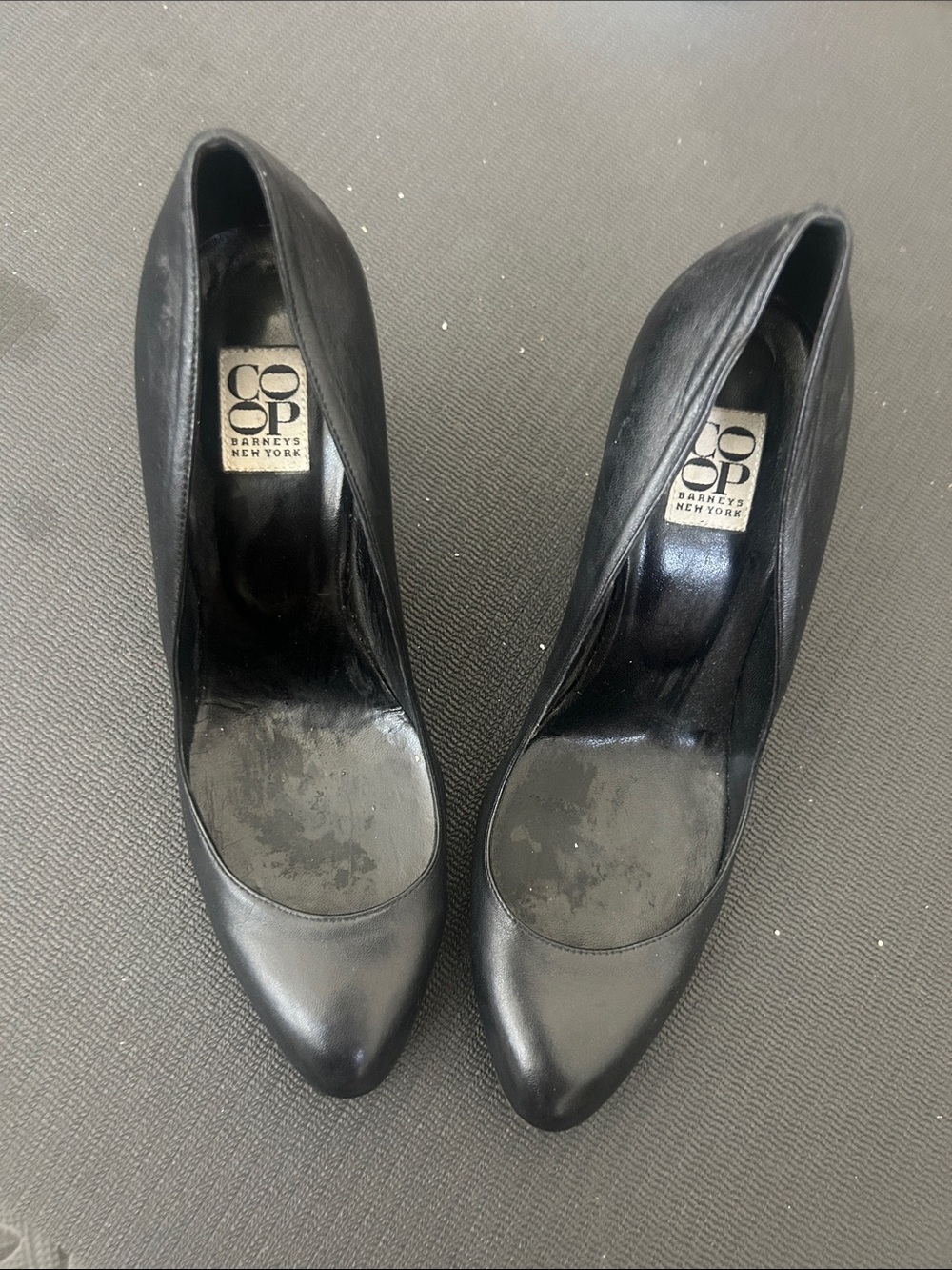 Barneys New York CO-OP Black Pointed Toe Leather Pumps